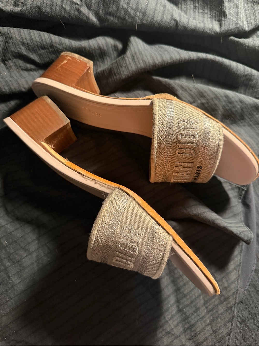 Dior Beige Embroidered Slide Mules - Picture 3 of 11